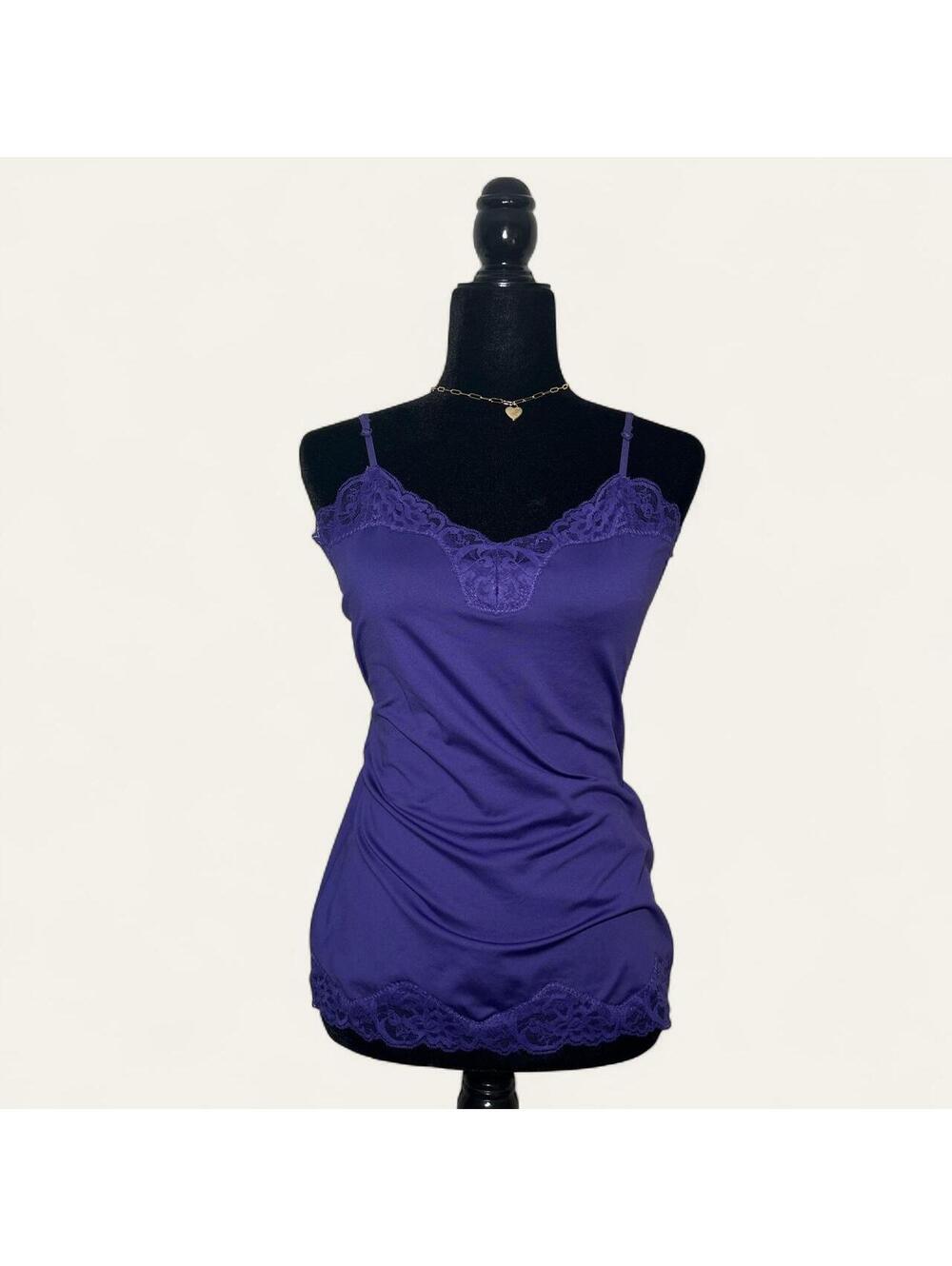 Vintage Y2K Ricki's Purple Lace Cami Tank Top Adjustable Straps